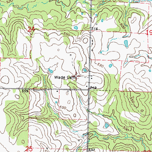 Topographic Map of Wade Cemetery, OK