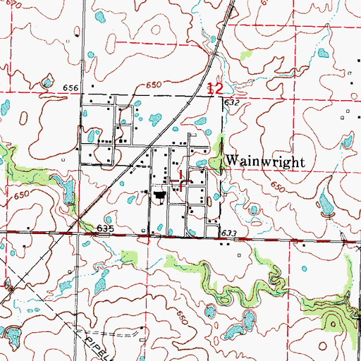 Topographic Map of Wainwright, OK