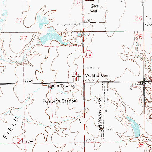 Topographic Map of Wakita Cemetery, OK