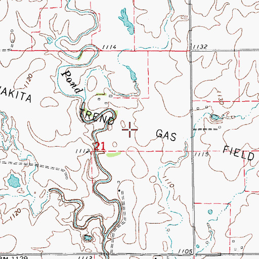 Topographic Map of Wakita Trend Gas Field, OK