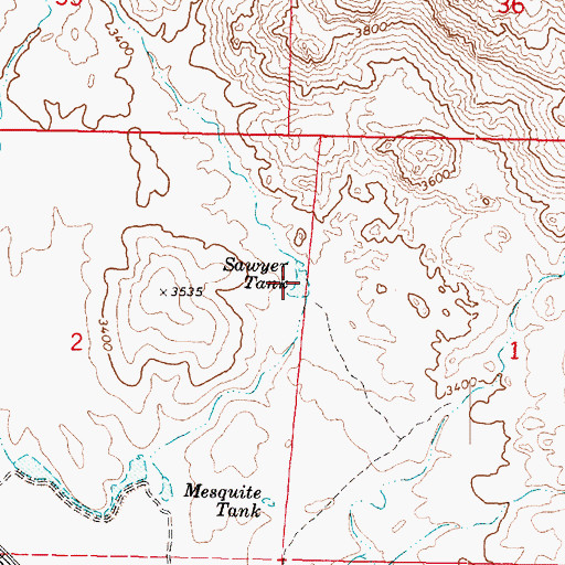 Topographic Map of Sawyer Tank, AZ