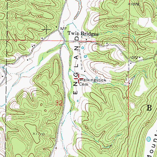 Topographic Map of Walkingstick Cemetery, OK