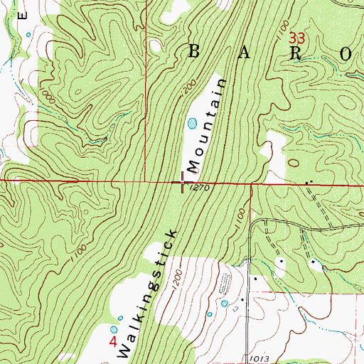 Topographic Map of Walkingstick Mountain, OK