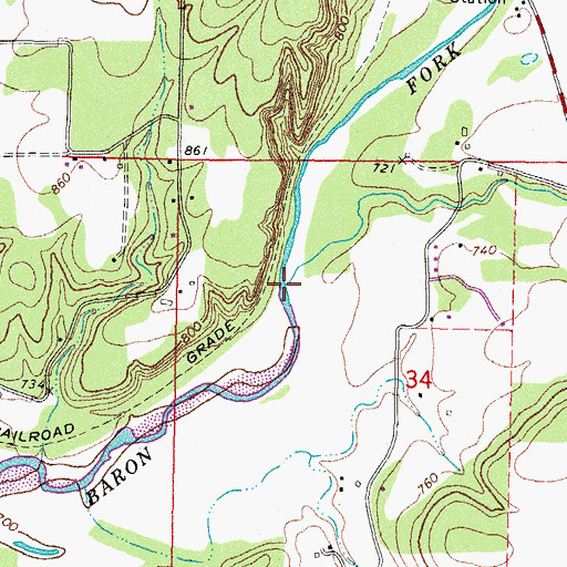 Topographic Map of Wall Trip Branch, OK
