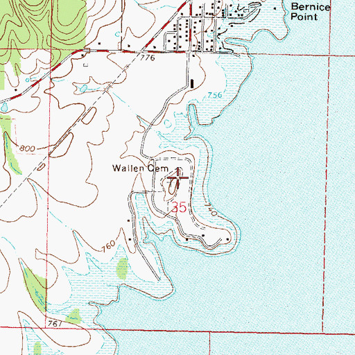 Topographic Map of Wallen Cemetery, OK