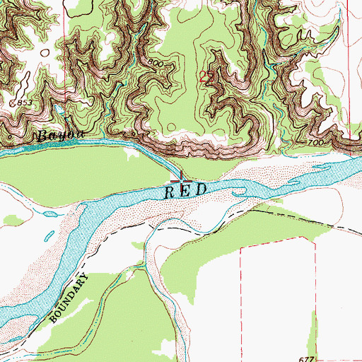 Topographic Map of Walnut Bayou, OK