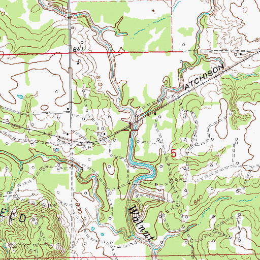 Topographic Map of Walnut Creek, OK