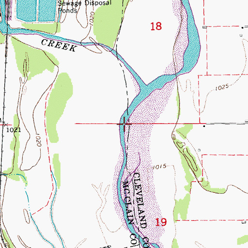 Topographic Map of Walnut Creek, OK