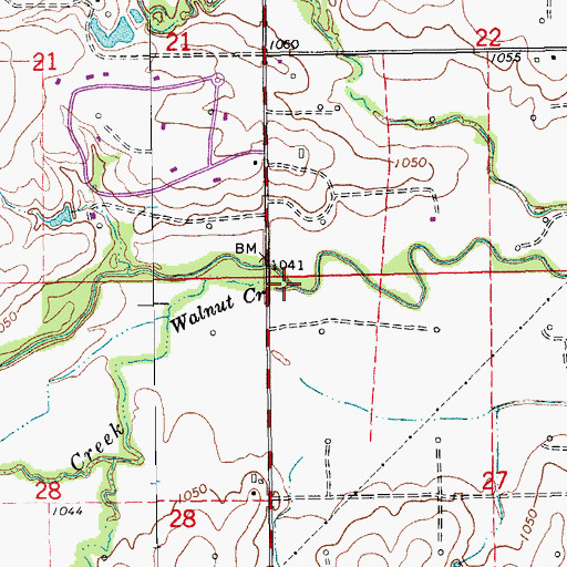 Topographic Map of Walnut Creek, OK