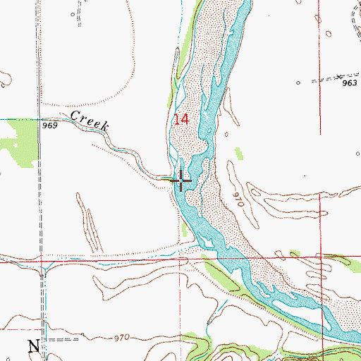 Topographic Map of Walnut Creek, OK