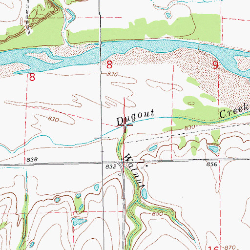 Topographic Map of Walnut Creek, OK