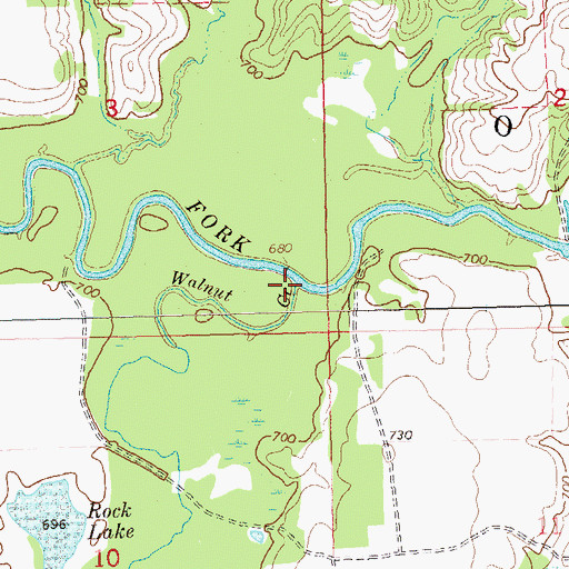 Topographic Map of Walnut Creek, OK