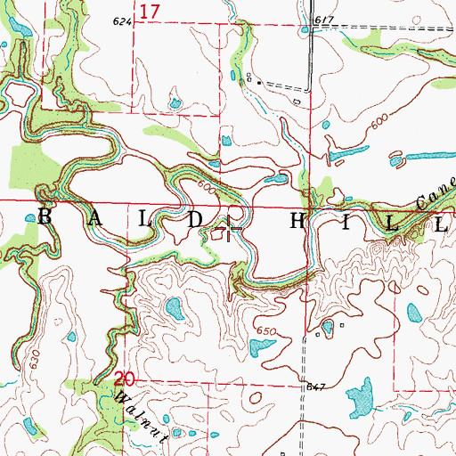 Topographic Map of Walnut Creek, OK