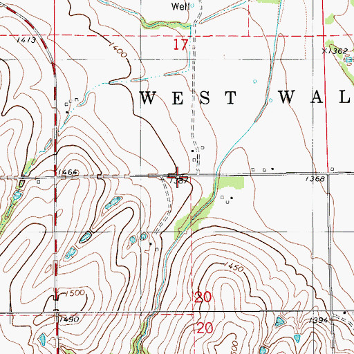 Topographic Map of Walnut Grove School, OK