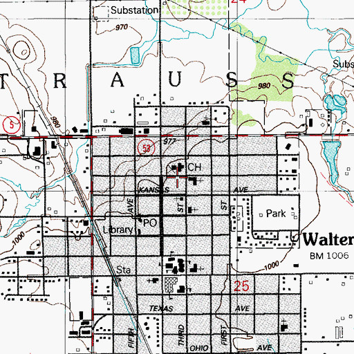 Topographic Map of Walters, OK