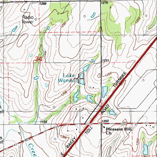 Topographic Map of Lake Wanda, OK