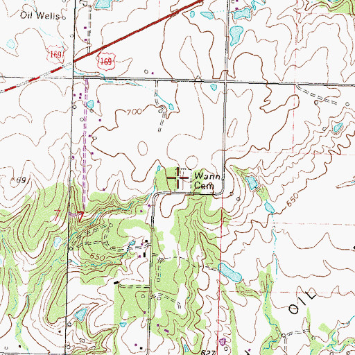 Topographic Map of Wann Cemetery, OK