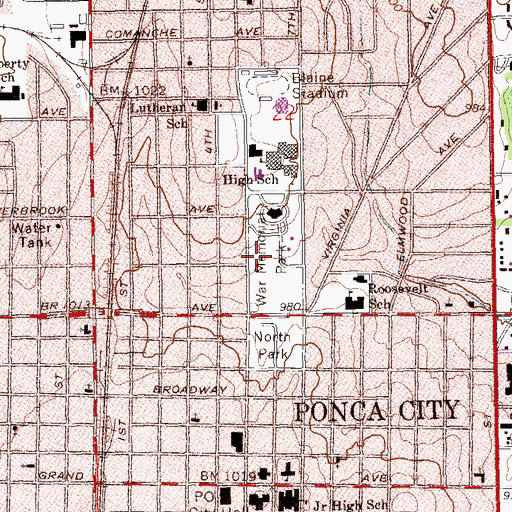 Topographic Map of War Memorial Park, OK