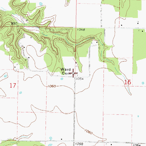 Topographic Map of Ward Cemetery, OK