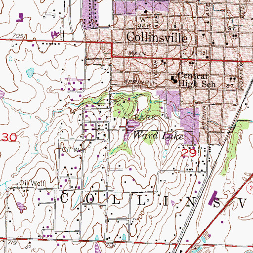 Topographic Map of Ward Lake, OK