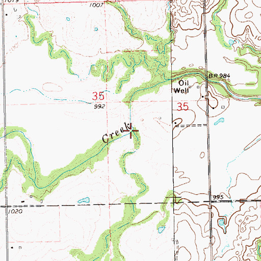 Topographic Map of Warren Creek, OK