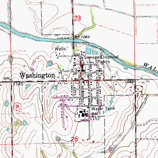 Topographic Map of Washington, OK