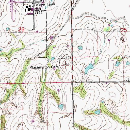 Topographic Map of Washington Cemetery, OK