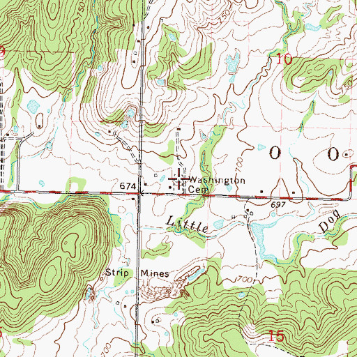 Topographic Map of Washington Cemetery, OK