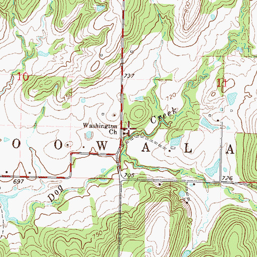 Topographic Map of Washington Church, OK