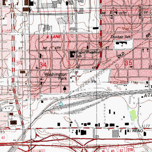 Topographic Map of Washington Park, OK