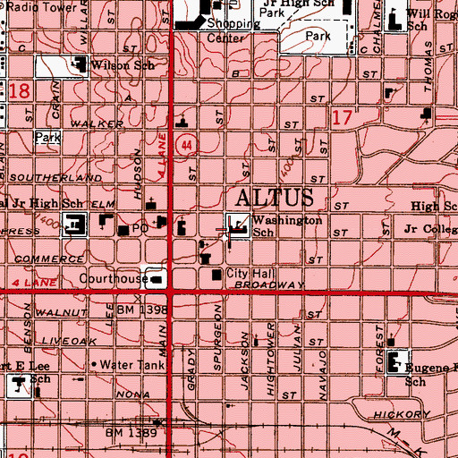 Topographic Map of Washington Elementary School, OK