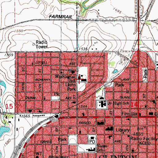 Topographic Map of Washington Elementary School, OK