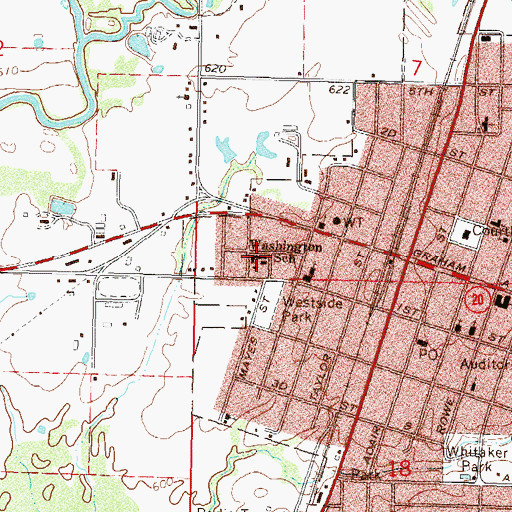 Topographic Map of Washington Elementary School, OK