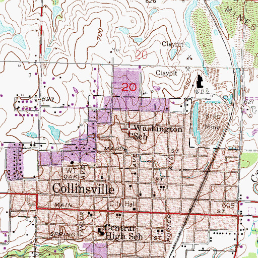 Topographic Map of Washington School, OK