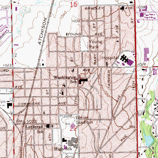 Topographic Map of Washington Elementary School, OK
