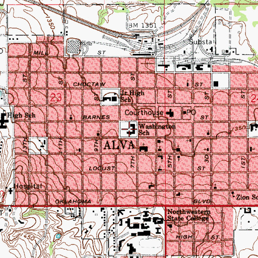 Topographic Map of Washington Early Childhood Center, OK
