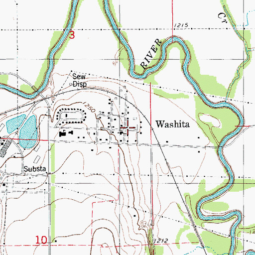 Topographic Map of Washita, OK
