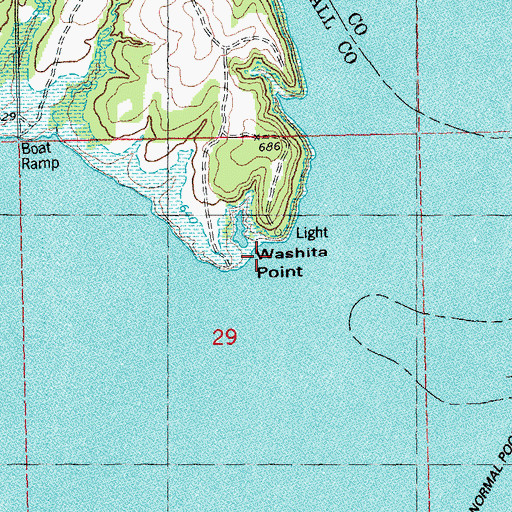Topographic Map of Washita Point, OK