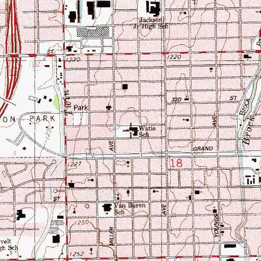 Topographic Map of Stand Watie Elementary School, OK