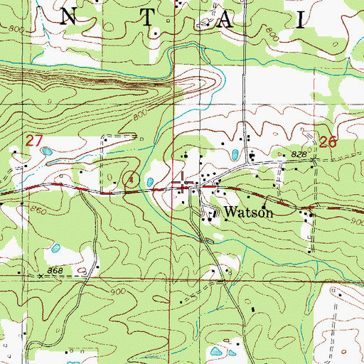 Topographic Map of Watson, OK