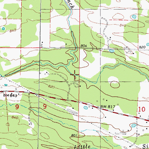 Topographic Map of Watson Branch, OK