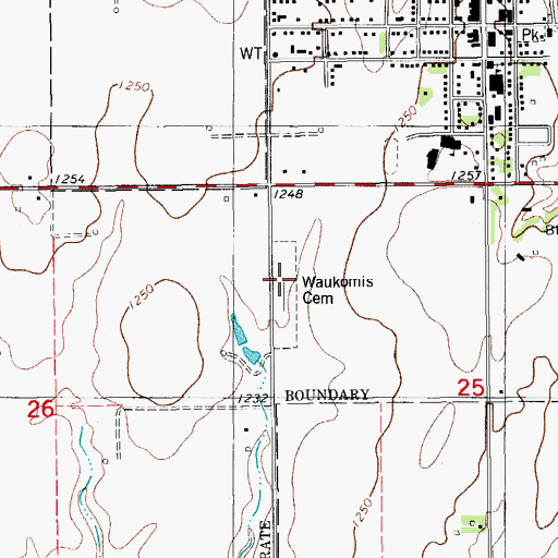 Topographic Map of Waukomis Cemetery, OK