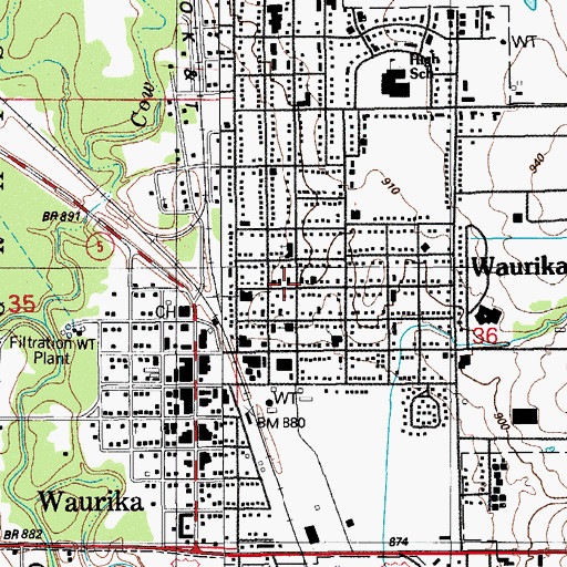 Topographic Map of Waurika, OK