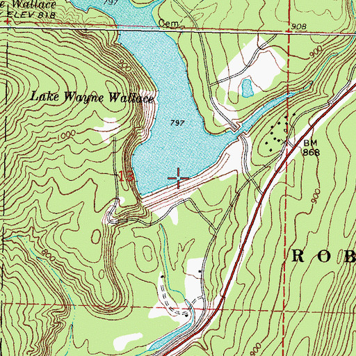 Topographic Map of Lake Wayne Wallace, OK