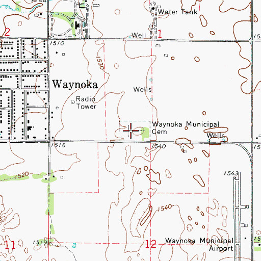 Topographic Map of Waynoka Municipal Cemetery, OK