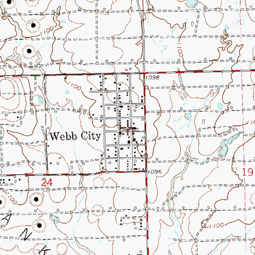 Topographic Map of Webb City, OK