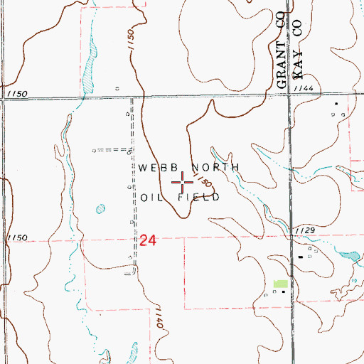 Topographic Map of Webb North Oil Field, OK