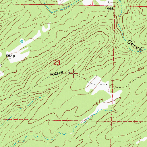 Topographic Map of Webb Trail, OK