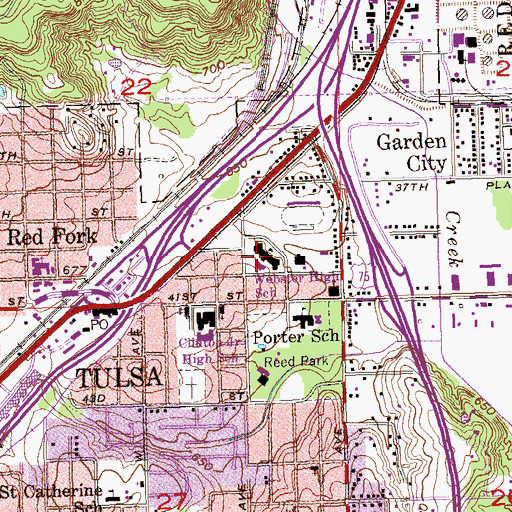 Topographic Map of Daniel Webster High School, OK