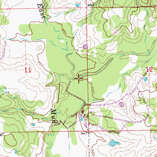 Topographic Map of Weed Hollow, OK